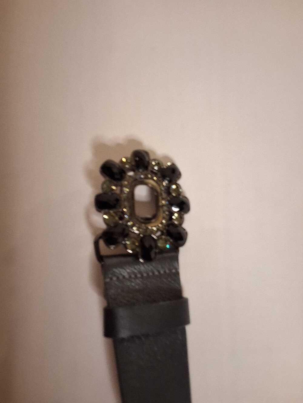 WORTH Black Leather Vintage Jeweled Buckle Western Cowgirl Belt Made in USA M/L - Picture 9 of 12